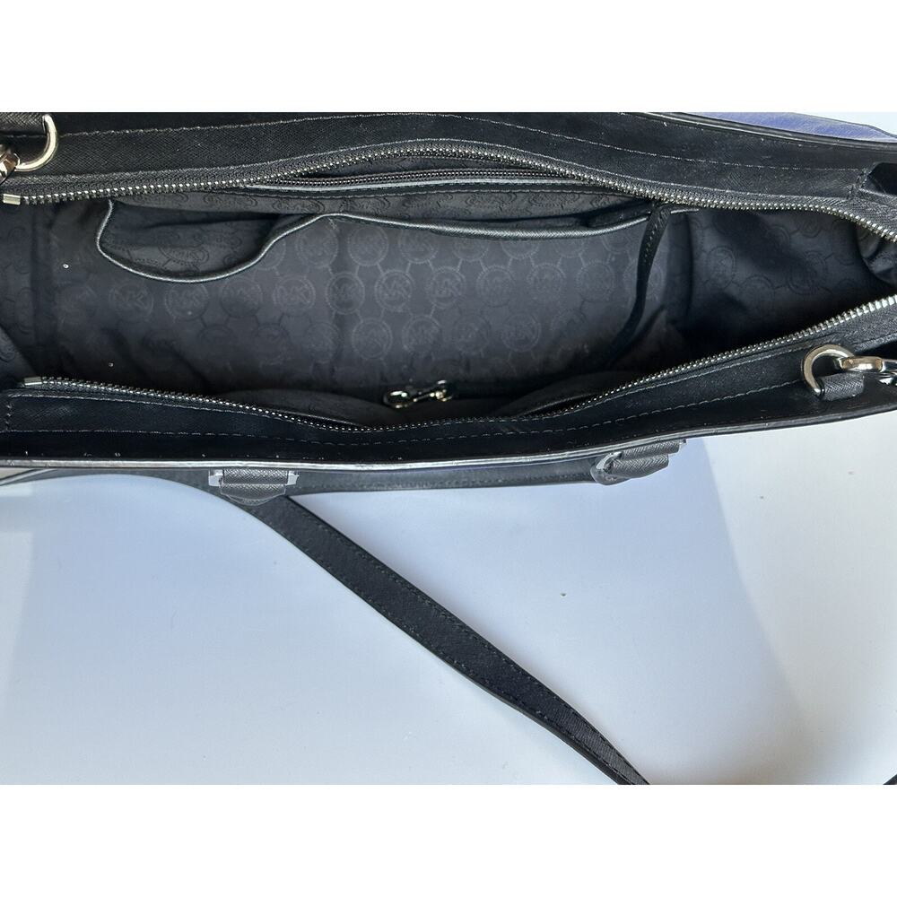 Michael Kors Selma Sapphire/Black LG Leather Satchel Handbag - Picture 12 of 13